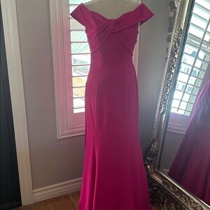 Elegant Pink Off-Shoulder Evening Gown
